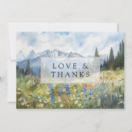 Mountain Wildflowers Floral Meadow Wedding Photo Dankeskarte