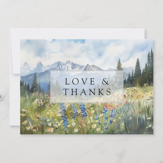 Mountain Wildflowers Floral Meadow Wedding Photo Dankeskarte (Vorderseite)