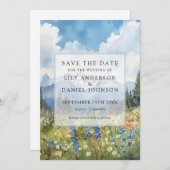 Mountain Wildflowers Floral Meadow Wedding Save The Date (Vorne/Hinten)