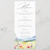 Mountain Wildflowers Meadow Modern Floral Wedding Menükarte (Vorderseite)