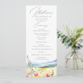 Mountain Wildflowers Meadow Modern Wedding Program (Stehend Vorderseite)
