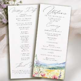 Mountain Wildflowers Meadow Modern Wedding Program