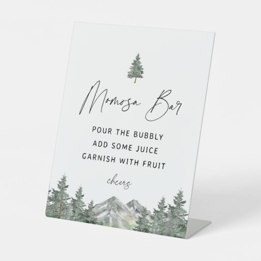 Mountain Winter Baby Dusche Momosa Bar Sockelschild (Vorderseite)