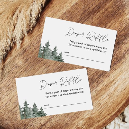 Mountain Winter Baby Dusche Windeln Raffle Cards Begleitkarte
