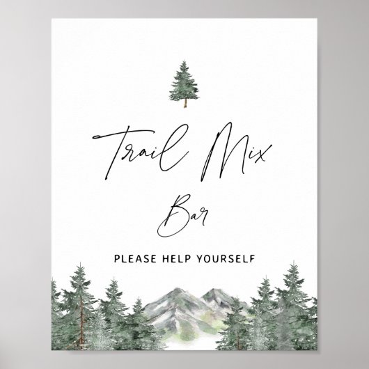 Mountain Winter Baby Shower Trail Mix Bar Sign Poster (Vorne)