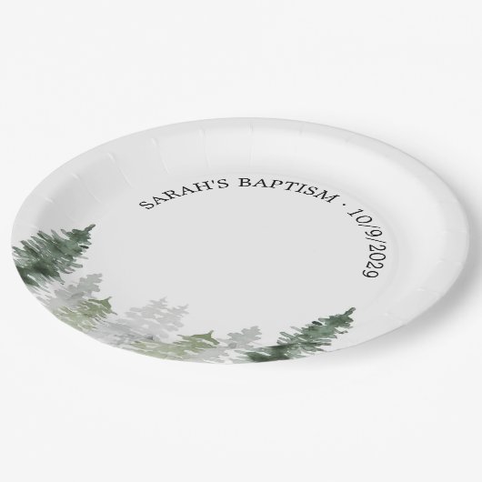 Mountain Winter Baptism Paper Plate Pappteller (Schrägansicht)