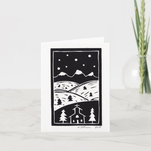 Mountain Winter Linocut Card Karte (Vorderseite)