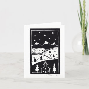 Mountain Winter Linocut Card Karte