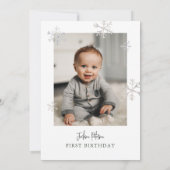 Mountain Winter Onederland 1st Birthday Photo Einladung (Rückseite)