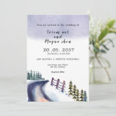 Mountain Winter Pine Tree Wedding Invitation Card Einladung (Stehend Vorderseite)