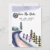 Mountain Winter Pine Tree Wedding Invitation Card Einladung (Rückseite)