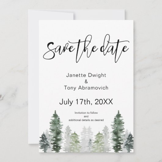 Mountain Winter Save the Date Einladung (Vorderseite)