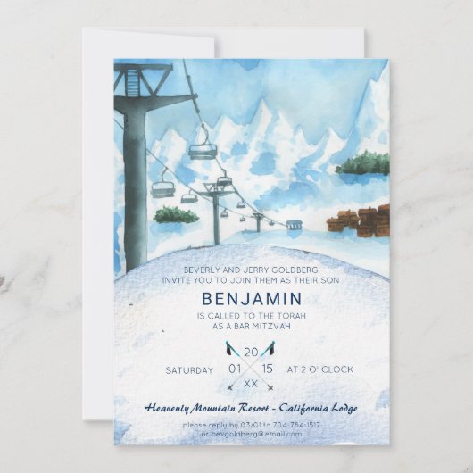 Mountain Winter Skiing Bar Mitzvah (Vorderseite)