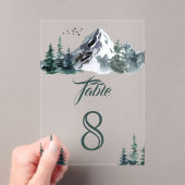 Mountain Winter Wedding Acrylic Table Number Acryleinladungen (Insitu (Handheld))