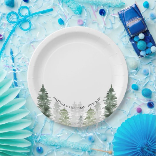 Mountain Winter Wedding  Pappteller (Party)