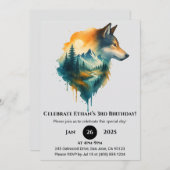 Mountain Wolf Birthday Einladung (Vorne/Hinten)
