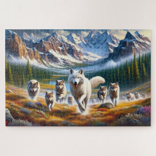Mountain Wolf Pack, Wolf Familie, Wildnis Puzzle (Horizontal)