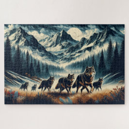 Mountain Wolf Pack, Wolf Familie, Wildnis Puzzle