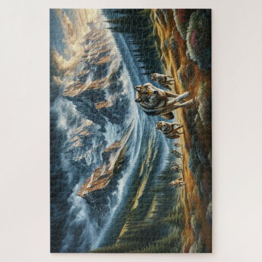 Mountain Wolf Pack, Wolf Familie, Wildnis Puzzle (Vertikal)