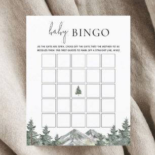 Mountain Woodland Baby Shower Baby Bingo Game Card