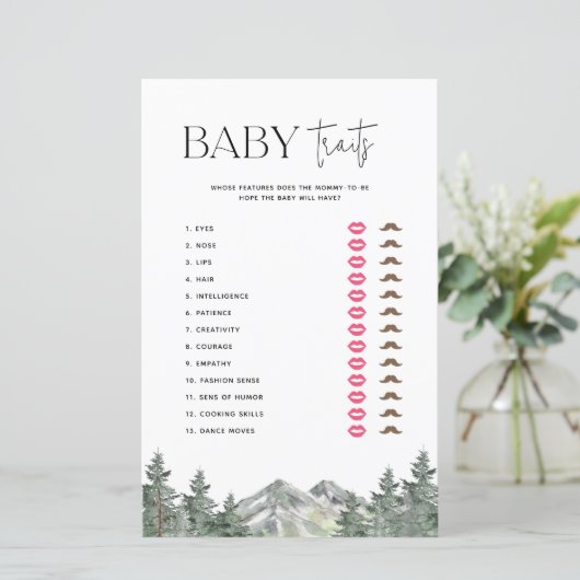 Mountain Woodland Baby Shower Baby Tracks Spiel (Stehend Vorderseite)