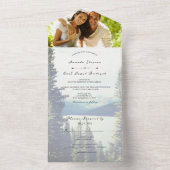 ©Mountain Woodland Forest Lakeside Wedding All In One Einladung (Innen Boden)