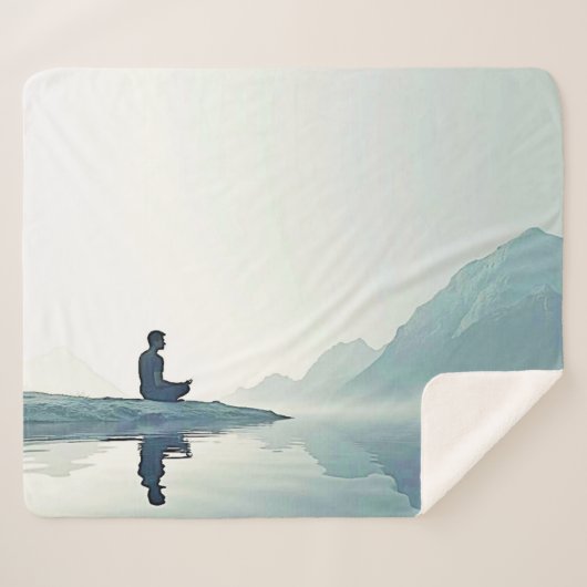 Mountain Zen Friedlich Meditation Design Sherpadecke (Vorderseite (Horizontal))