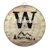 Mountain Zuhause Family Name Personalisierter Dart Dartscheibe (vorne)