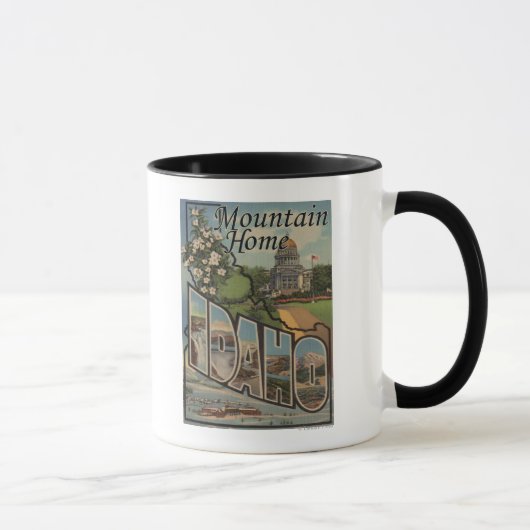 Mountain Zuhause, Idaho - Große Letter Scenes Tasse (Rechts)