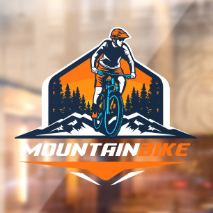 Mountainbike-Abenteuer White Bike Shop Fensteraufkleber