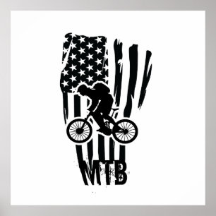 Mountainbike Amerikanische Flagge Mtb Patriotisch Poster
