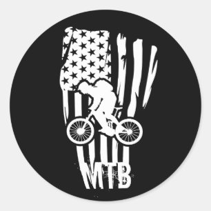 Mountainbike Amerikanische Flagge Mtb Patriotisch Runder Aufkleber