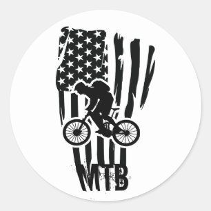 Mountainbike Amerikanische Flagge Mtb Patriotisch Runder Aufkleber