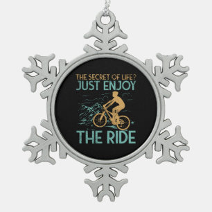 Mountainbike Biker Schneeflocken Zinn-Ornament