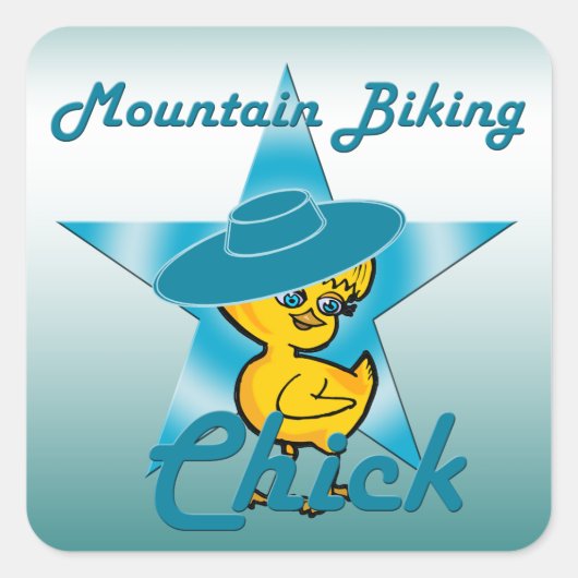 Mountainbike Chick #7 Quadratischer Aufkleber (Vorderseite)