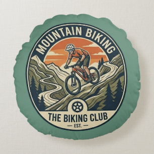 Mountainbike-Club-Abenteuer-Wurfkissen Rundes Kissen