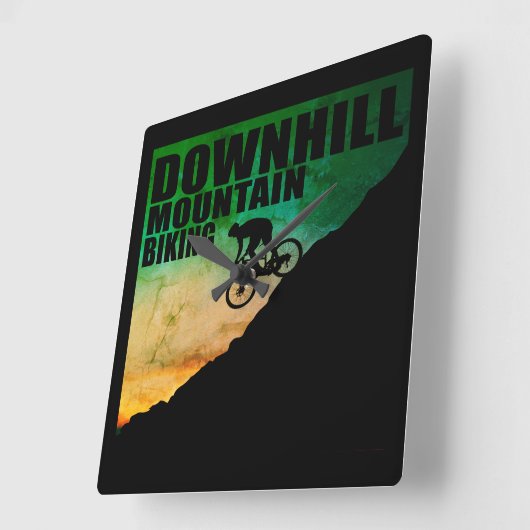 Mountainbike Downhill Quadratische Wanduhr (Winkel)