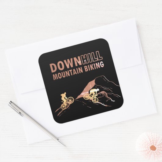 Mountainbike Downhill Quadratischer Aufkleber (Umschlag)