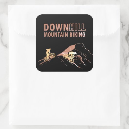 Mountainbike Downhill Quadratischer Aufkleber (Tasche)