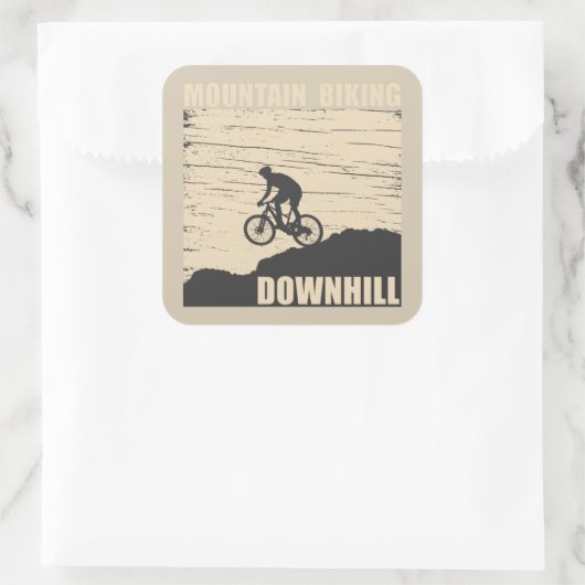 Mountainbike Downhill Quadratischer Aufkleber (Tasche)