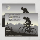 Mountainbike mit Vollmond Biking Geburtstag Einladung (Vorne/Hinten)