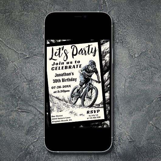 Mountainbike Moderne Skizze Geburtstag Einladung