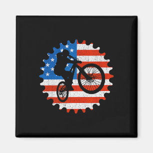 Mountainbike MTB Mountainbiker Patriotisch USA Magnet