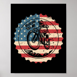 Mountainbike Mtb Us Amerikanische Flagge Downhill- Poster