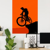 Mountainbike Poster - Schwarze Silhouette auf Oran (Heimbüro)