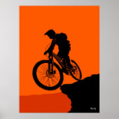 Mountainbike Poster - Schwarze Silhouette auf Oran (Vorne)