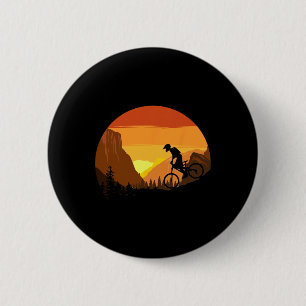 Mountainbike Retro-Sonnenuntergang-Trail-Reiter Button