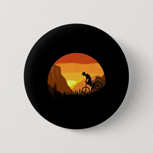 Mountainbike Retro-Sonnenuntergang-Trail-Reiter  Button (Vorderseite)