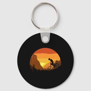 Mountainbike Retro-Sonnenuntergang-Trail-Reiter Schlüsselanhänger