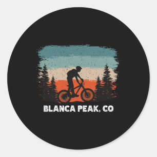Mountainbike Retro-Sonnenuntergang Vintage Blanca  Runder Aufkleber